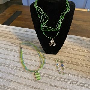 Green Beaded Necklace Set
